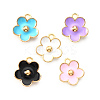 Light Gold Plated Alloy Enamel Pendants X-ENAM-R136-16-1