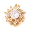 Brass Pave Clear Cubic Zirconia Connector Charms KK-S389-40G-1