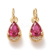 Brass Micro Pave Clear Cubic Zirconia Charms KK-F820-15A-G-1