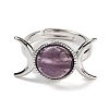 Natural Amethyst Adjustable Rings RJEW-K271-01P-07-2