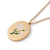 Enamel Oval with Birth Flower Pendant Necklace LS-STAS-H174-02G-I-2