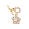 Golden Brass Micro Pave Clear Cubic Zirconia Toggle Clasps KK-B100-040G-01-1