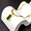 Stainless Steel Green Cubic Zirconia Rectangle Pendant Necklaces for Women WGBD318-01-2
