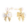Bowknot Brass Micro Pave Clear Cubic Zirconia Dangle Stud Earrings PEAR-N017-07C-2