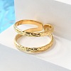 Ion Plating(IP) 304 Stainless Steel Double Line Open Cuff Ring for Women RJEW-S405-200G-2