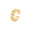 Ion Plating(IP) 304 Stainless Steel Bamboo Shape Open Cuff Ring for Women LS-RJEW-S405-201G-3