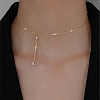 925 Sterling Silver Pave Clear Cubic Zirconia Teardrop with Rectangle Tassel Y Necklaces for Women FS-WGE0FA3-02-1