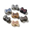 Tartan Pattern Printed Opaque Acrylic Beads OACR-P038-06B-M-1