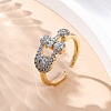 Brass Micro Pave Clear Cubic Zirconia Cuff Finger Rings for Women RJEW-C116-07G-2