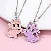 2Pcs Zinc Alloy Enamel Magnetic BFF Cat Shaped Split Pendant Friendship Necklaces for Girls FS-WG880EB-01-2