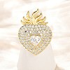 Brass Micro Pave Clear Cubic Zirconia Cuff Rings RJEW-P155-04B-G-1