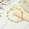 Round Natural Golden Silk Jade & Cultured Freshwater Pearl & Brass Beaded Stretch Bracelets for Women BJEW-JB14060-02-1
