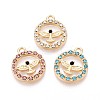 Rack Plating Alloy Rhinestone Pendants PALLOY-T091-22M-G-1