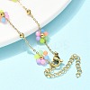 304 Stainless Steel & Synthetic Stone Daisy Flower Chain Anklets for Women AJEW-B031-01G-01-3
