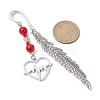 Valentine's Day Alloy Heart Pendant Bookmarks AJEW-JK00270-02-3