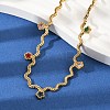 304 Stainless Steel Rope Chain Colorful Cubic Zirconia Tassel Necklaces for Women NJEW-V015-01G-C-4