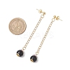 Glass Imitation Pearl Round Tassel Stud Earrings EJEW-JE06453-01-4
