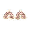Alloy Pink Rhinestone Pendants PALLOY-E775-15G-1
