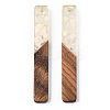 Transparent Resin & Walnut Wood Big Pendants WOOD-G018-12G-2