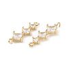 Brass Pave Clear Cubic Zirconia Connector Charms KK-G462-13KCG-2