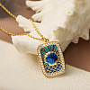 Brass Micro Pave Clear Cubic Zirconia Medal Pendant Necklaces FS-WGD45DE-03-1