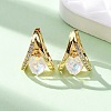 Heart Brass Micro Pave Cubic Zirconia Hoop Earrings EJEW-F384-12G-1