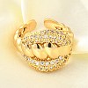 Brass Micro Pave Cubic Zirconia Adjustable Open Cuff Rings for Women RJEW-K292-05G-1