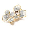 Brass Clear Cubic Zirconia & Glass Flower Connector Charms KK-K388-63G-2