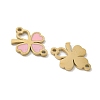 304 Stainless Steel Pink Enamel Shamrock Connector Charms STAS-I322-62G-2
