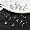 SHEGRACE Brass Clear Cubic Zirconia Flat Round Stud Earring Findings XGR0102P-117P-4