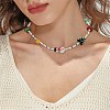 Natural Quartz Crystal & Dyed Mashan Jade & Lampwork Beaded Necklace NJEW-TA00075-3
