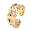 304 Stainless Steel Enamel Open Cuff Bangles for Women BJEW-K294-02G-2
