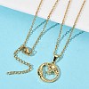 Brass Micro Pave Clear Cubic Zirconia Moon and Sun Pendant 304 Stainless Steel Chain Necklaces for Women NJEW-D341-05G-1
