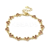 Rack Plating Brass Micro Pave Cubic Zirconia Heart Link Chain Bracelets for Women BJEW-P323-09G-06-1