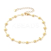 Brass Enamel Daisy Link Chain Anklets AJEW-AN00337-1