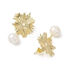 Brass Shell Pearl Stud Earrings for Women EJEW-JE06243-4