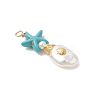 Dyed Synthetic Turquoise & ABS Plastic Imitation Pearl Pendants PALLOY-JF04856-4