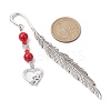 Valentine's Day Alloy Heart Pendant Bookmarks AJEW-JK00270-03-3