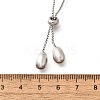 304 Stainless Steel Teardrop Pendant Lariat Necklaces for Women NJEW-U031-01P-3