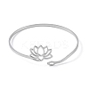 Non-Tarnish Hollow Out Lotus 304 Stainless Steel Open Cuff Bangles for Women BJEW-G701-01P-2