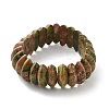 Bicone Natural Unakite Beads Stretch Bracelets for Women Men BJEW-C097-05F-4
