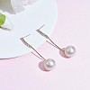 Clear Cubic Zirconia Tassel with Imitation Pearl Dangle Stud Earrings JE1050A-3
