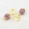Dangling Round Ball Resin Rhinestone Earrings EJEW-J080-27G-2