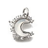 Brass Micro Pave Clear Cubic Zirconia with Glass Charms KK-G525-06P-03-1