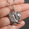 Heart Wing Brass Clear Cubic Zirconia Pendant Necklaces for Women FS-WGF93AE-01-4