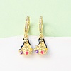 Brass Micro Pave Cubic Zirconia Human Hoop Earrings EJEW-A149-05G-2