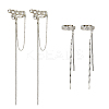 4Pcs 3 Style Plastic Imitation Pearl Cuff Earrings with Crystal Rhinestone EJEW-FI0001-30-1