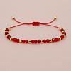 Glass & Brass Round Beads Braided Bead Bracelets RD6595-3-1
