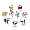 Adjustable Brass Glass Finger Rings RJEW-P148-A01-M-1