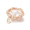 Natural Cultured Freshwater Pearl Copper Wire Wrapped Bird Egg Nest Pendants PALLOY-TA00228-02-4